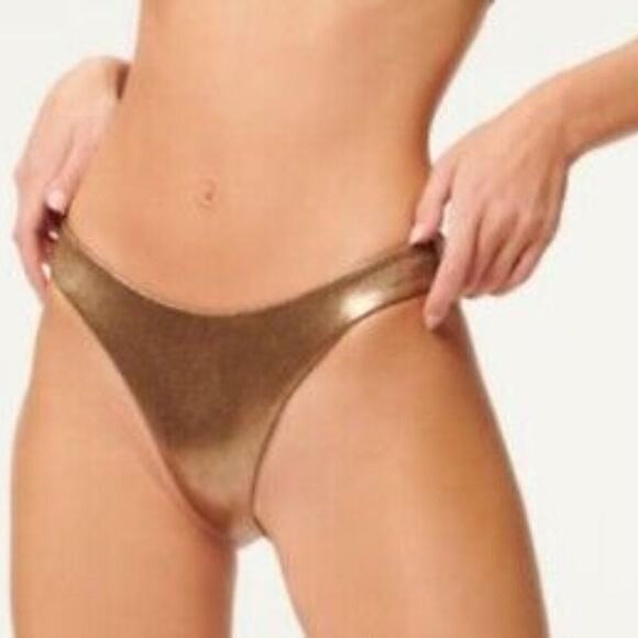 Good American Foil Better Bikini Rev Bikini‎ Bottom in Mocha Foil Size 1 (Small) - Picture 1 of 8